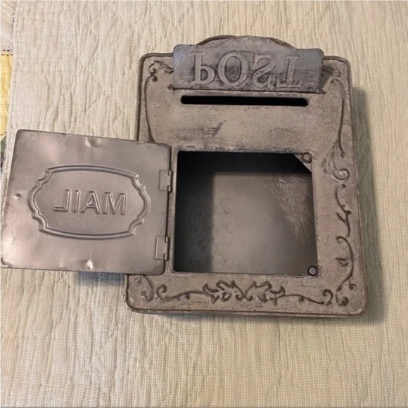 NEW gray metal retro wall mount mail box